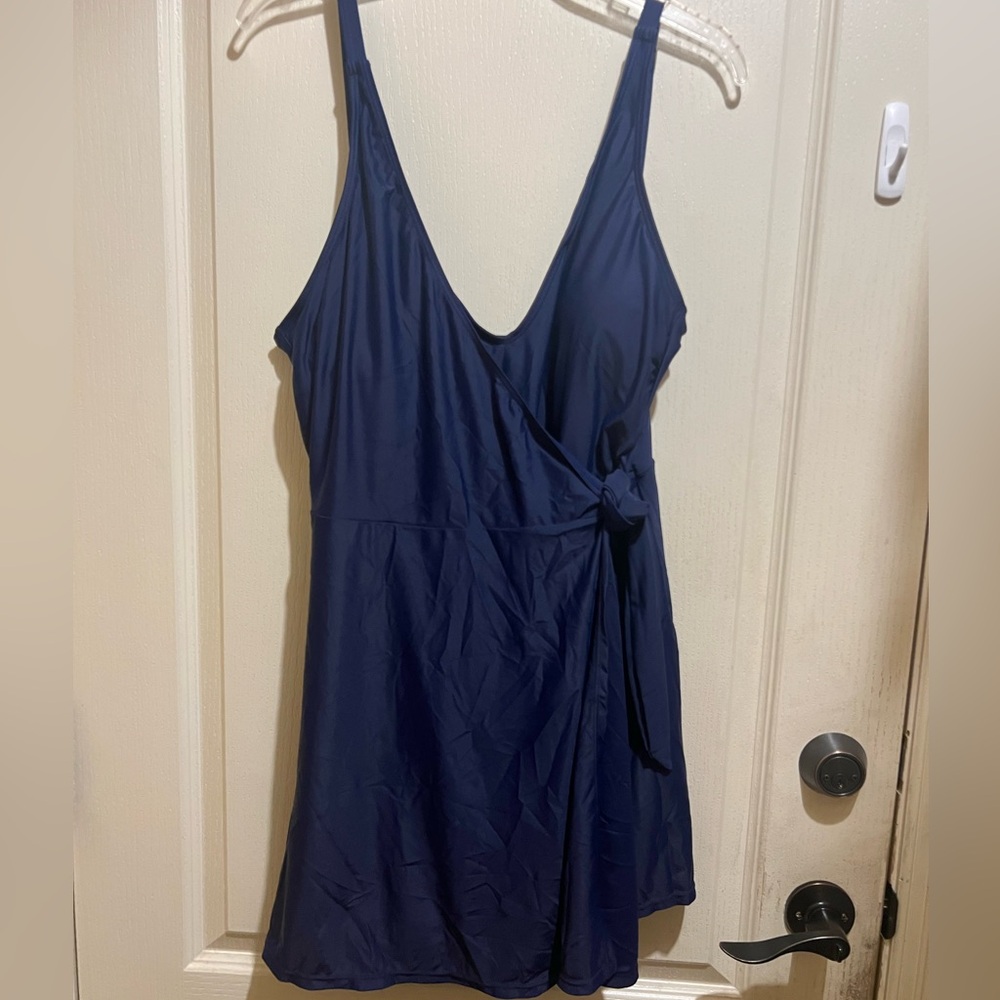 Summer Mae Plus Size Swimdress Tummy Control One Piece Wrap Tie Side